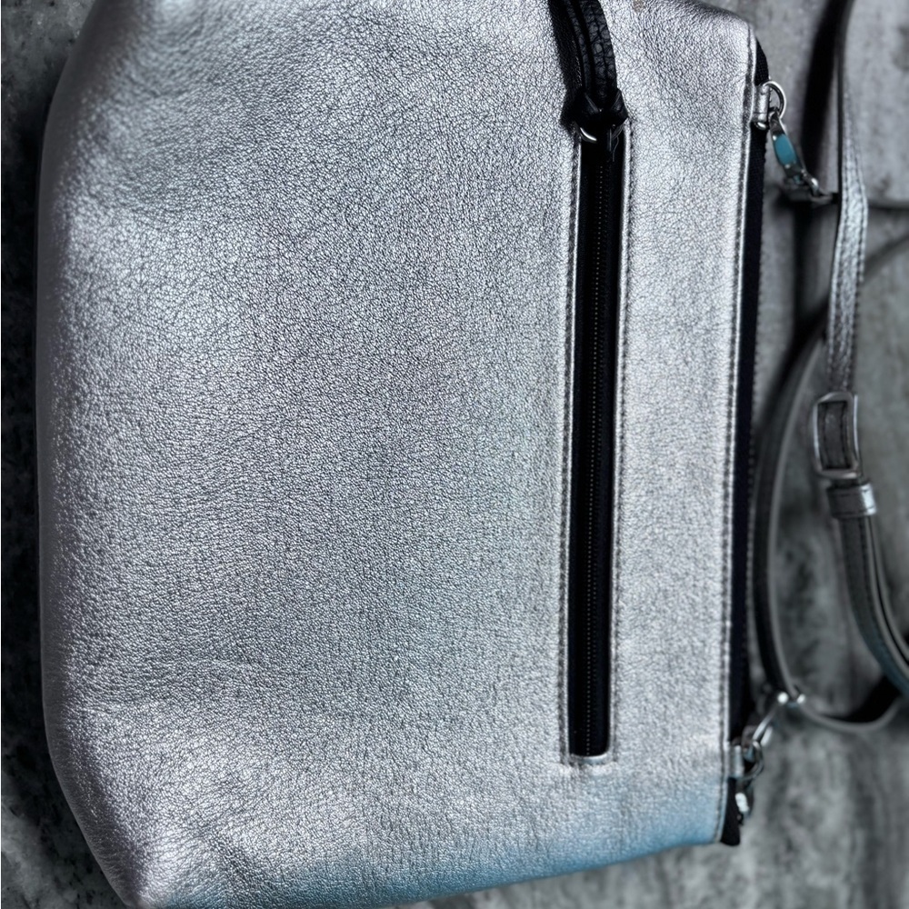Brighton Paris Survival Guide Silver Crossbody Bag with Illustrated Front Panel - Picture 7 of 7